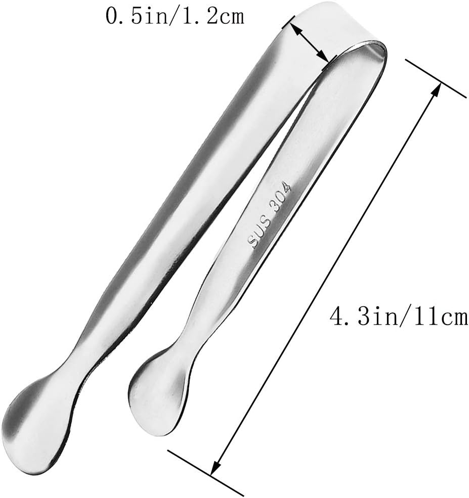 4 Pcs Ice Tongs Sugar Cubes Tongs, Mini Serving Tongs, 304 Stainless Steel, Silver, 4.33 x 0.63 inches — image 6