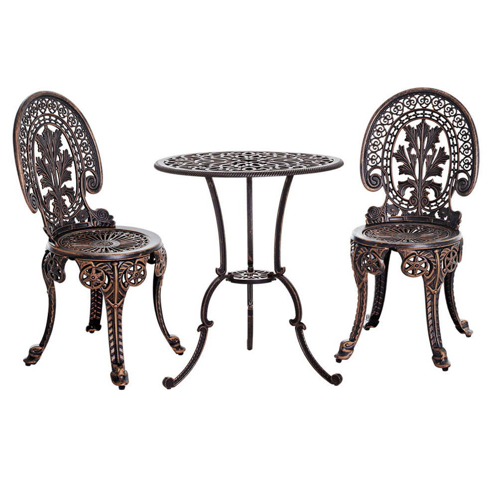 Gardeon 3PC Patio Furniture Outdoor Bistro Set Dining Chairs Aluminium Bronze โ image 3