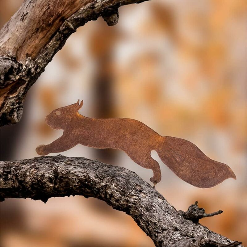 Tree Squirrel - Metal Garden Decoration - 30 cm - Natural Rust Patina โ image 2
