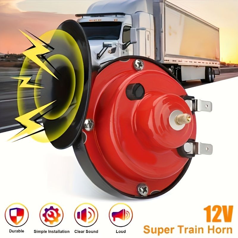 12V Universal Train Horn Speaker for Car, Motorcycle, Boat & Vehicle, Loud Sound Signal Warning Speaker Replacement, Red, 1PC โ image 2