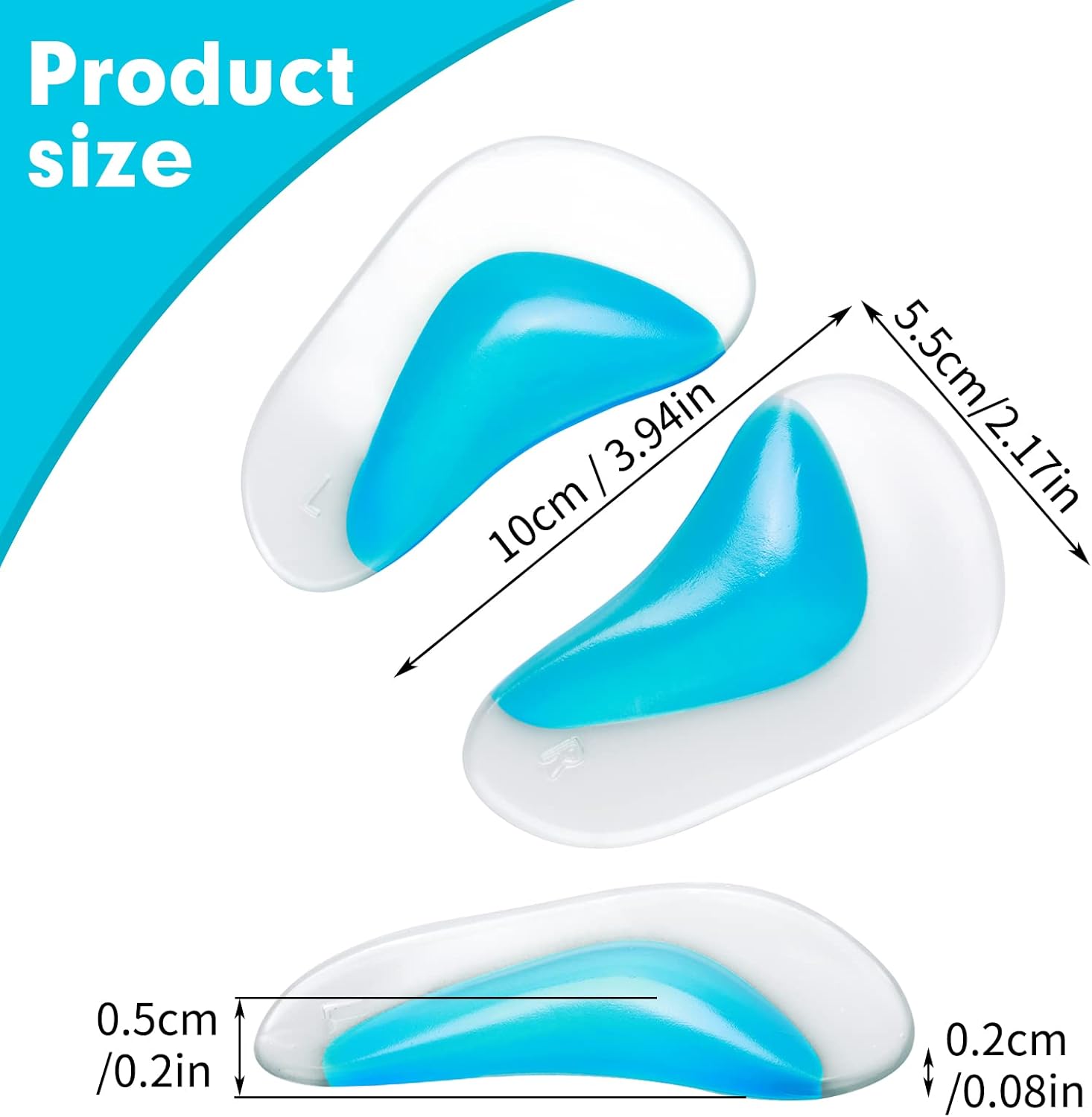 Orthopedic Gel Insoles 3 Pairs for Arch Support Plantar Fasciitis Silicone Shoe Inserts โ image 2