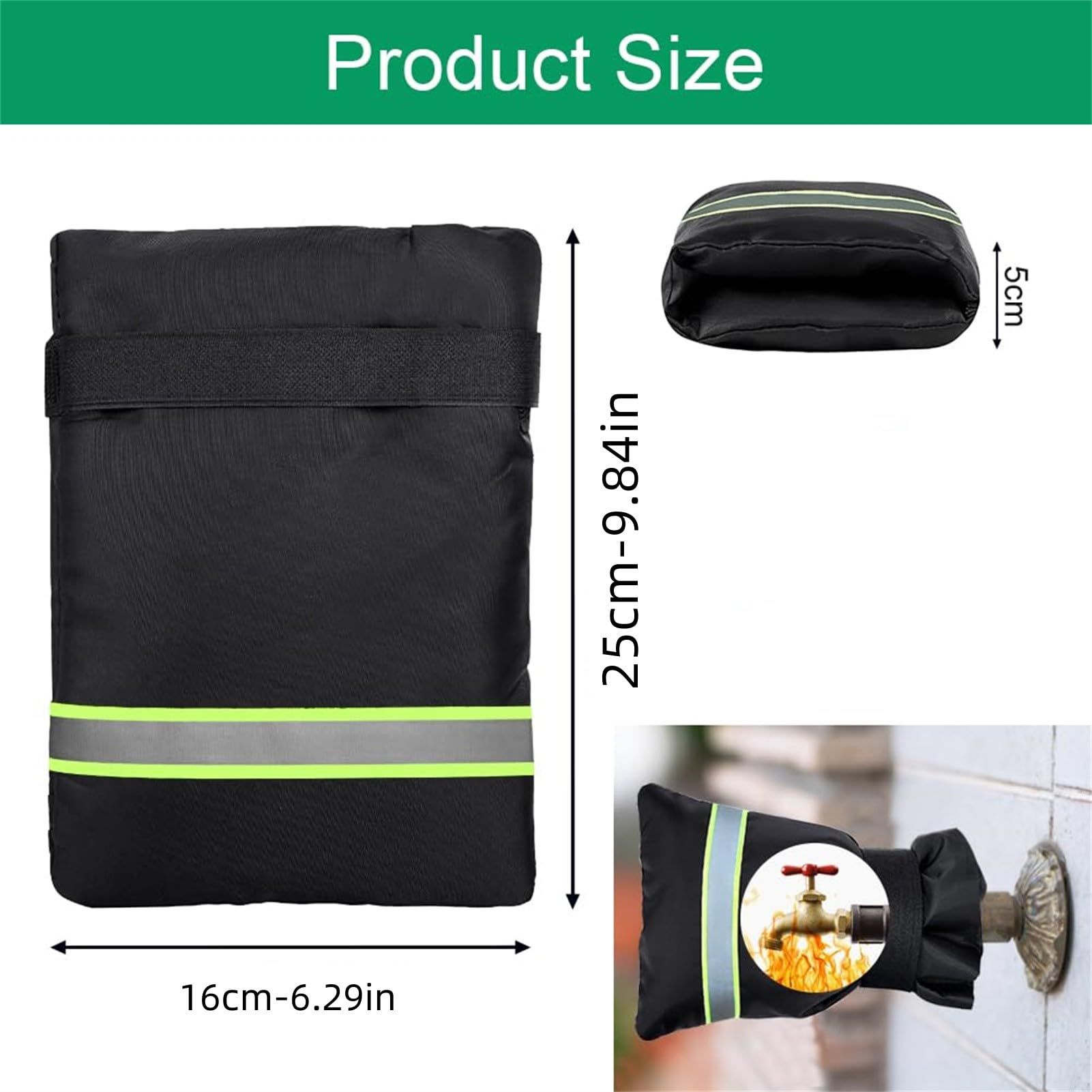 Outdoor Faucet Covers for Winter, 9.8" H x 6.2" W，Outdoor Tap Cover Insulated Protector, Waterproof Thickened Thermal （2pcs） — image 3