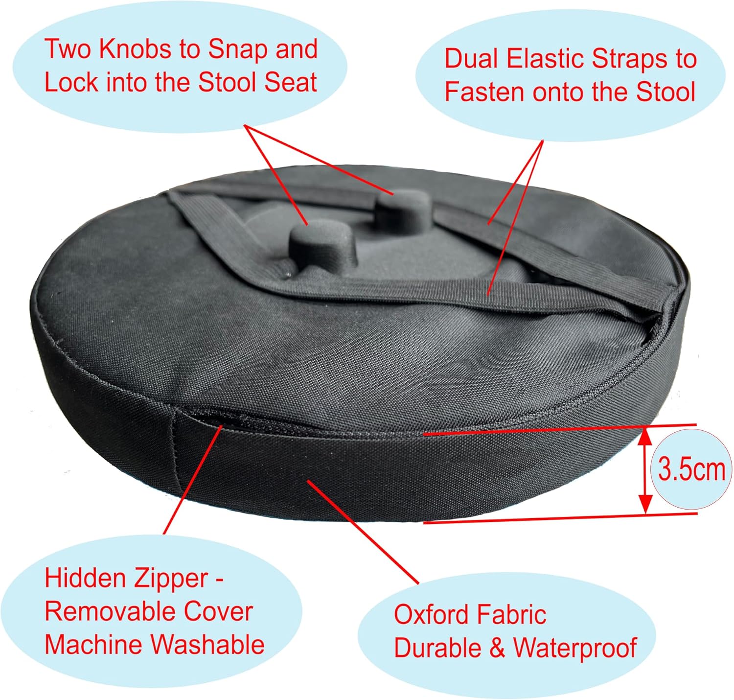 Thick Seat Cushion for Telescopic Stools, Collapsible Stool Chair Pads with Thickened Memory Foam, Fits All Round Retractable Folding Stools (Cushion Only) — image 2