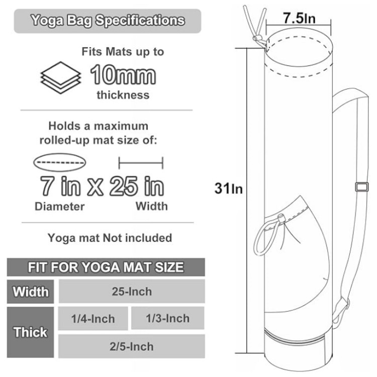 Pink Professional Yoga Mat Carrying Bag - 31 Inch Large Capacity Fitness Storage Pouch with Adjustable Shoulder Strap and Accessory Pocket - Fits Mats up to — image 4
