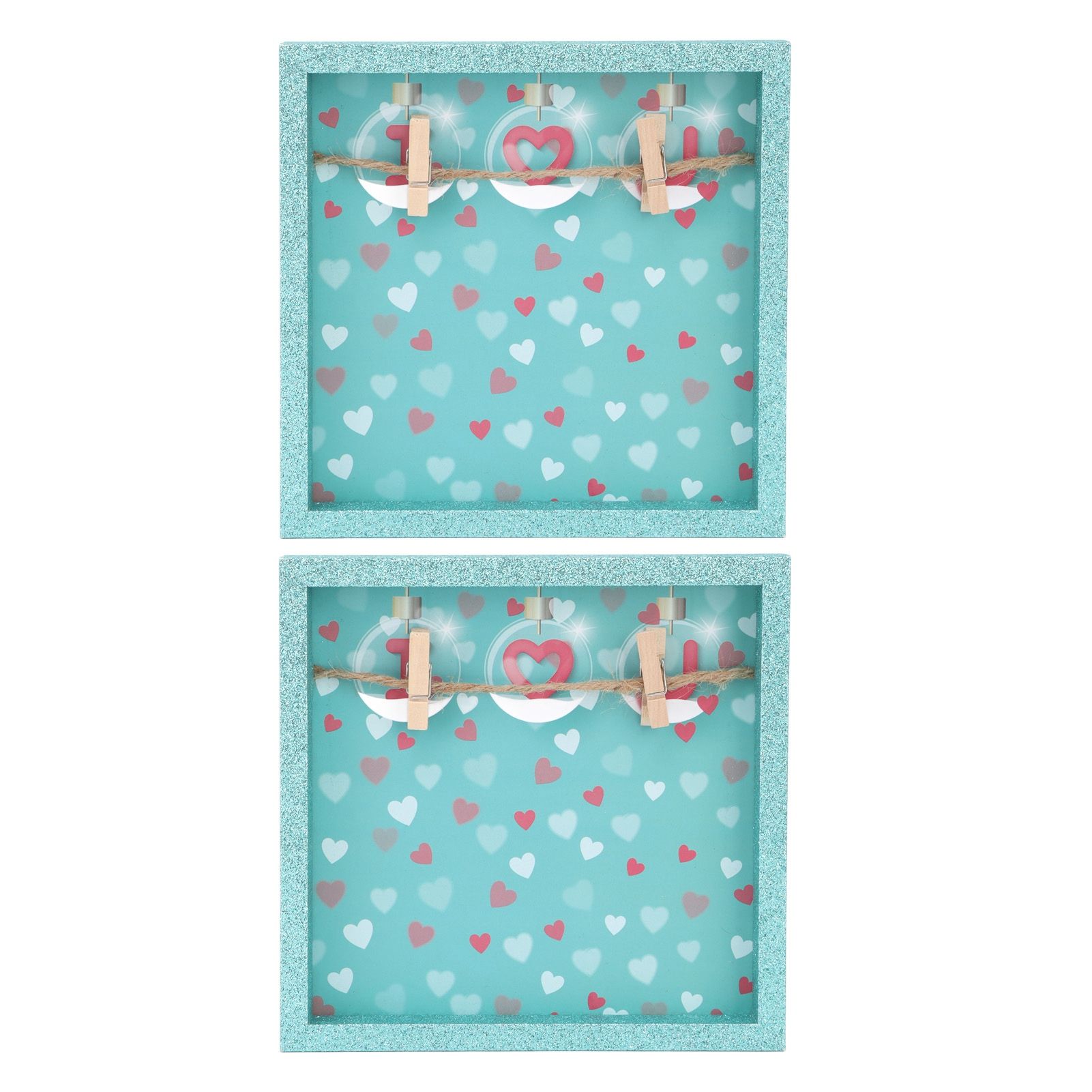 2 Pcs Picture Frames Innovative Wall Mount Photo Display Frames with Wood Clips for Home DecorationGreen Powder Photo Frame β image 2