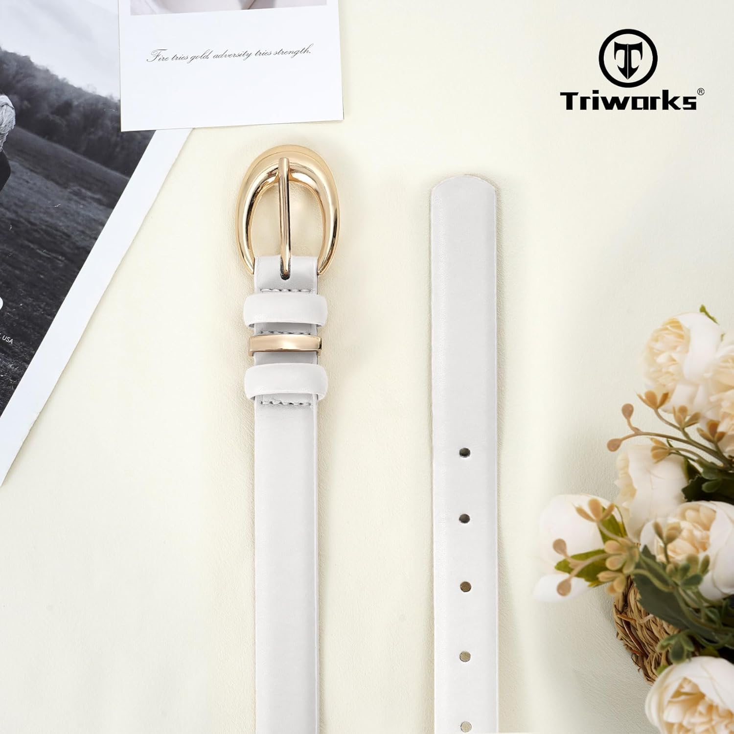 2 Pack Women Leather Belt for Jeans Pants Fashion Ladies Skinny Faux Leather Belt with Gold Buckle โ image 5