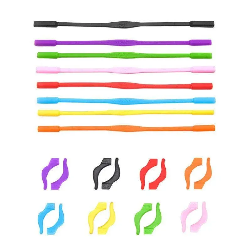 Silicone Glasses Strap and Ear Grip Set Eyeglasses Holder Cord with Hooks 20cm - Blue โ image 3
