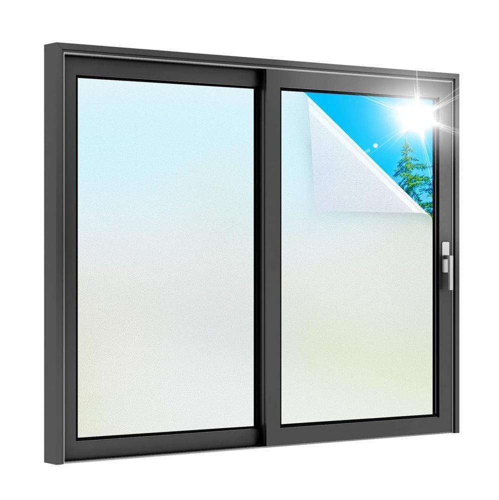 Frosted window film 50cmx500cm, self-adhesive opaque privacy film with UV protection for bathrooms and offices, transparent