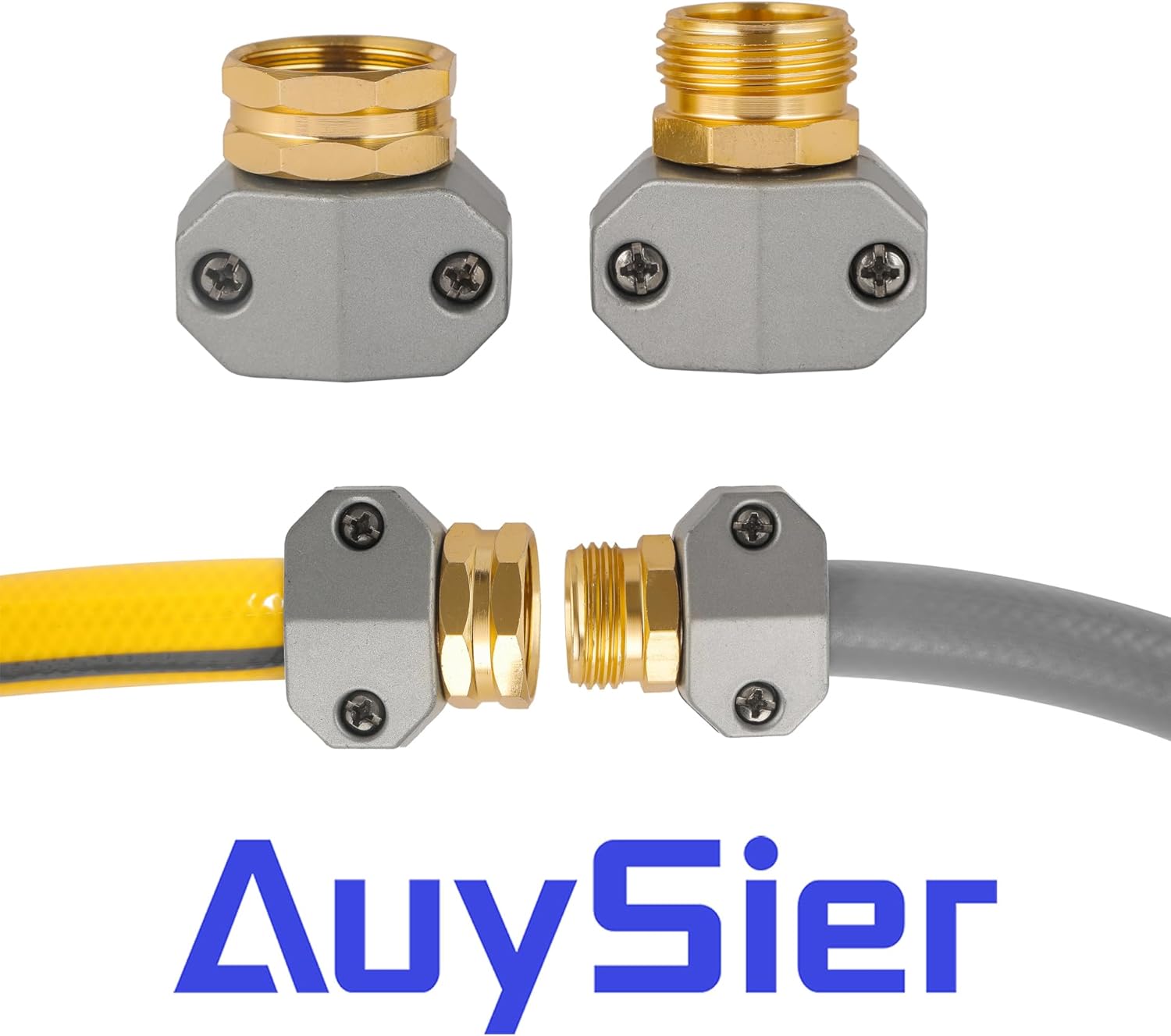 Garden Hose Repair Kits, 3 Sets Aluminum Alloy Water Hose Connector, Fit 3/4" and 5/8" Garden Hose, Male and Female Hose End Repair Fittings Replacement, Hose — image 5