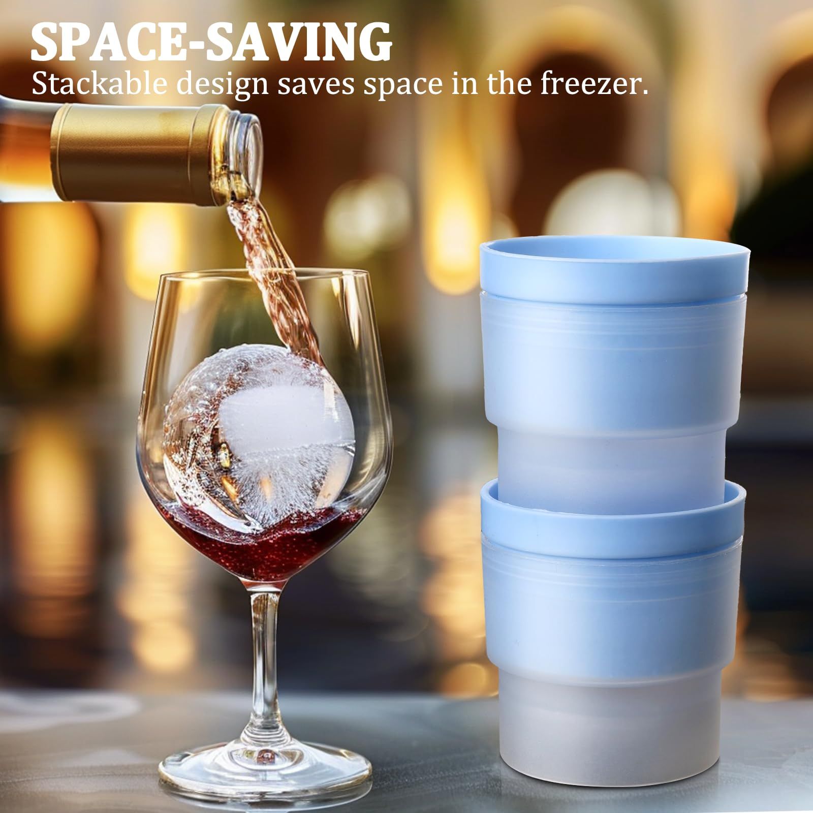 2 pcs Ice Ball Maker Mold, Large Whiskey Ice Cubes Mold Round Ice Cube Mold, Easy Release Sphere Ice Mold, Silicone Ice Molds — image 3