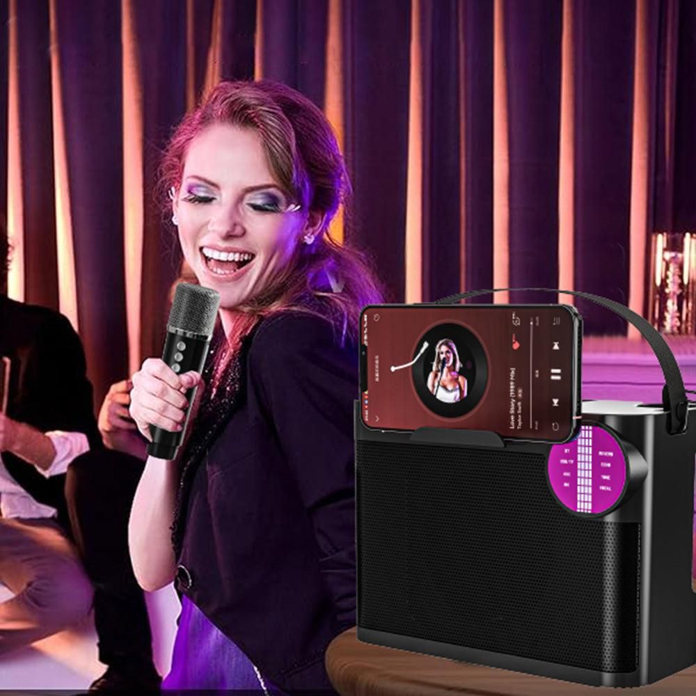Portable Bluetooth 5.3 Speaker with 2 Wireless Microphones Home Karaoke Speaker Machine Black — image 3