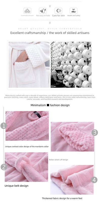 White 3XL size Plush Flannel Robe for Couples - Thickened Warm Bathrobe with Shawl Collar, Soft Fleece Material, Unisex Long Style for Winter Home Wear โ image 3