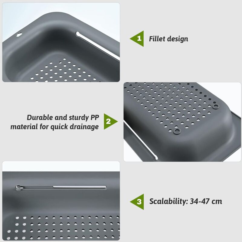 Expandable Sink Strainer - Food Grade Pp Material - Effective Drainage Holes - Quick Drying Rack For Dishes - Easy To — image 4