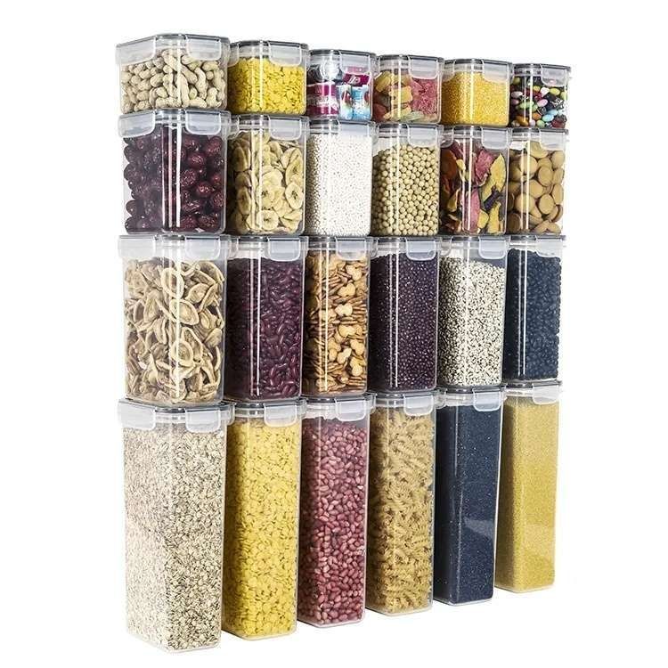 24-Pack Airtight Storage Containers for Organized Pantry, Transparent with Labels — image 3