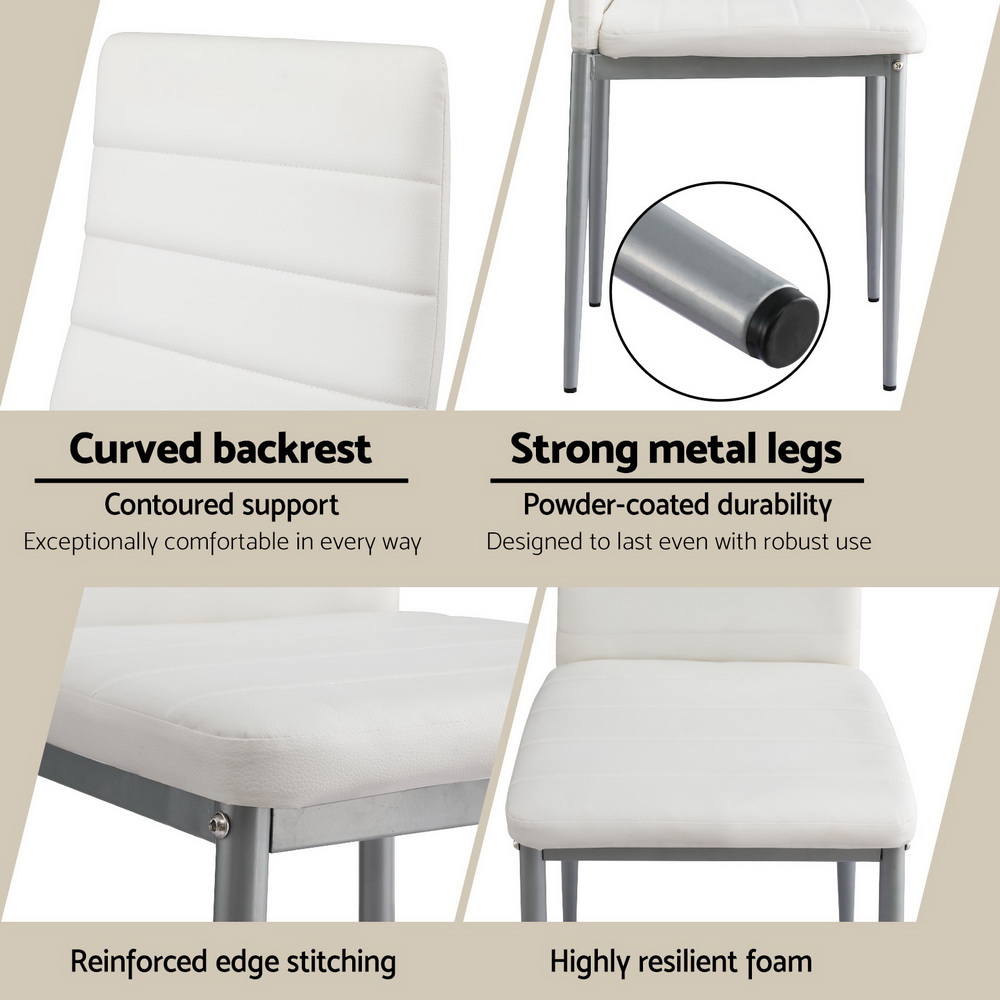 Artiss Dining Chairs Set of 4 Leather Channel Tufted White โ image 6