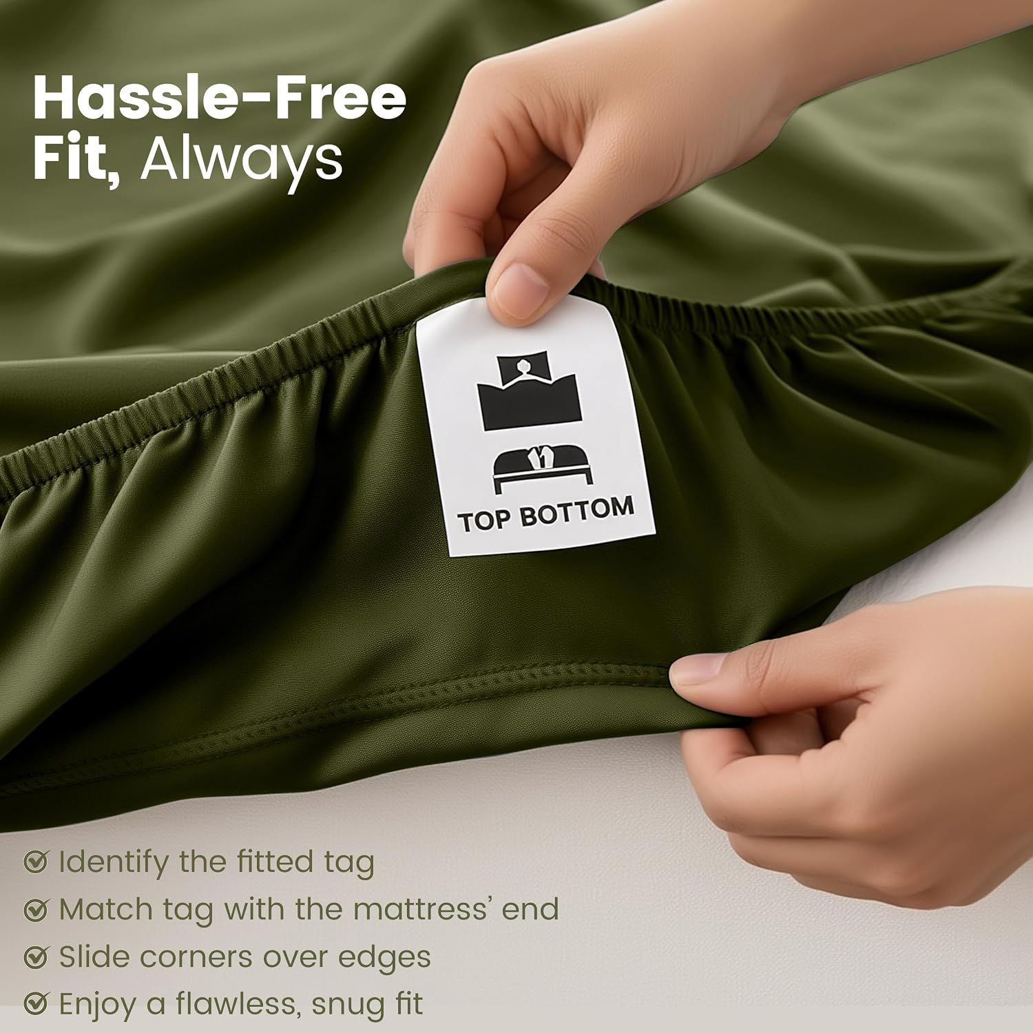 Hotel Quality Fitted Sheet - 1 Piece Fitted Sheet -Breathable Bedding - Wrinkle, Fade, Stain Resistant- 16inch/40cm Deep Pocket Fitted Bed — image 5