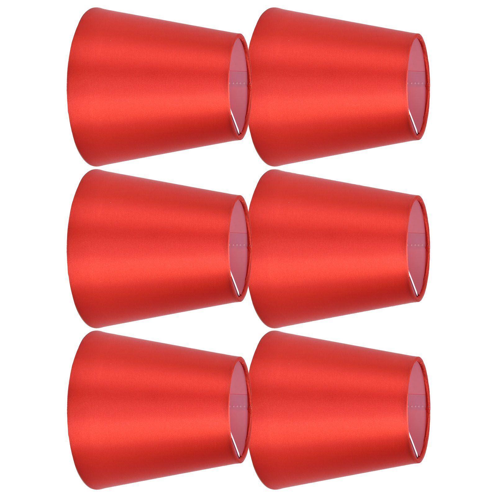 6PCS E14 Lamp Shade Fabric Lampshade Table Lamp Ceiling Lamp Shade for Bedroom Living RoomBright Red PX150 — image 2
