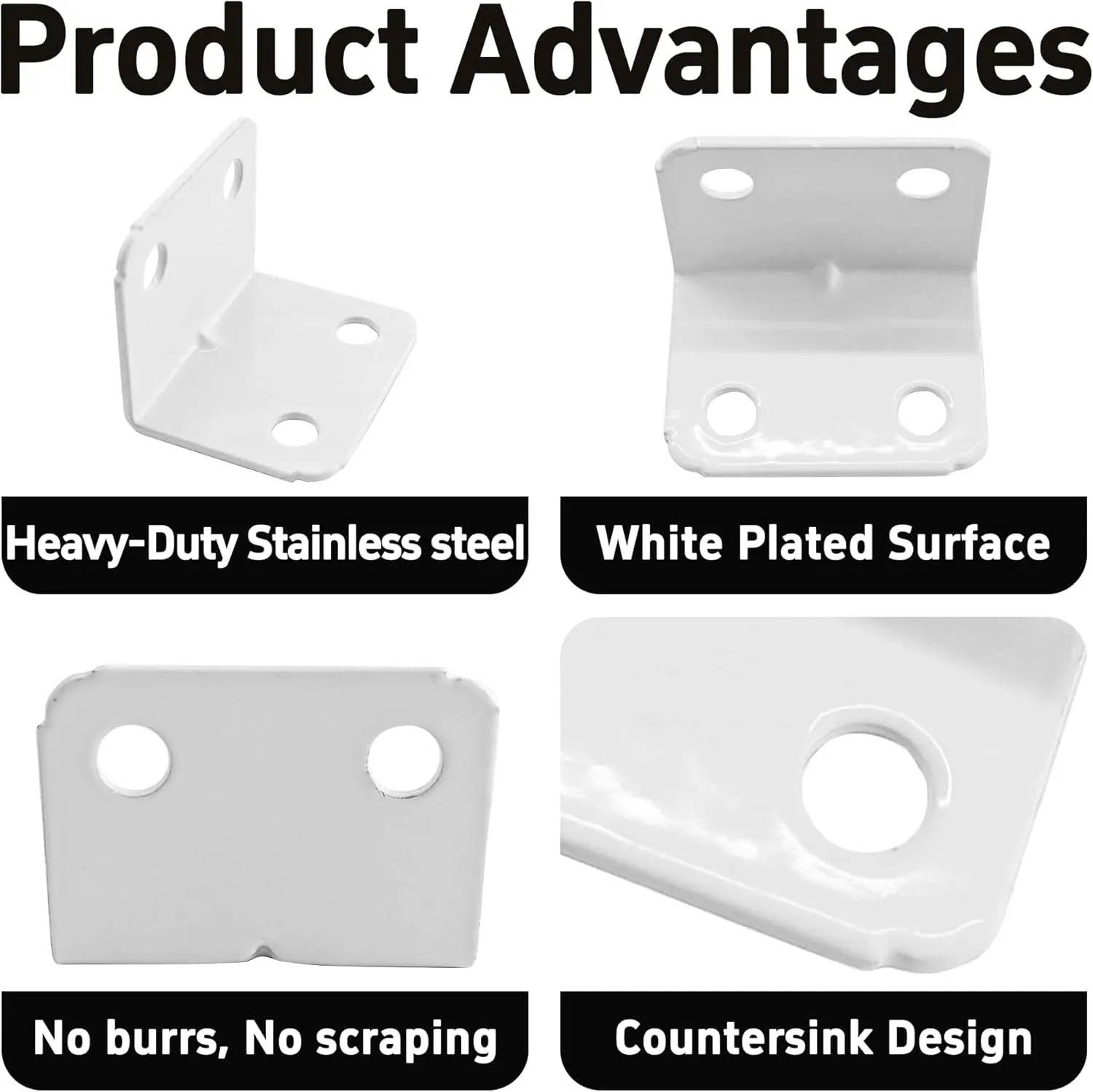 24 Pack L Shape Corner Brackets, Heavy Duty Stainless Steel 90 Degree Shelf Supports for Wood Furniture Cabinet, White, 23x31.5mm โ image 4