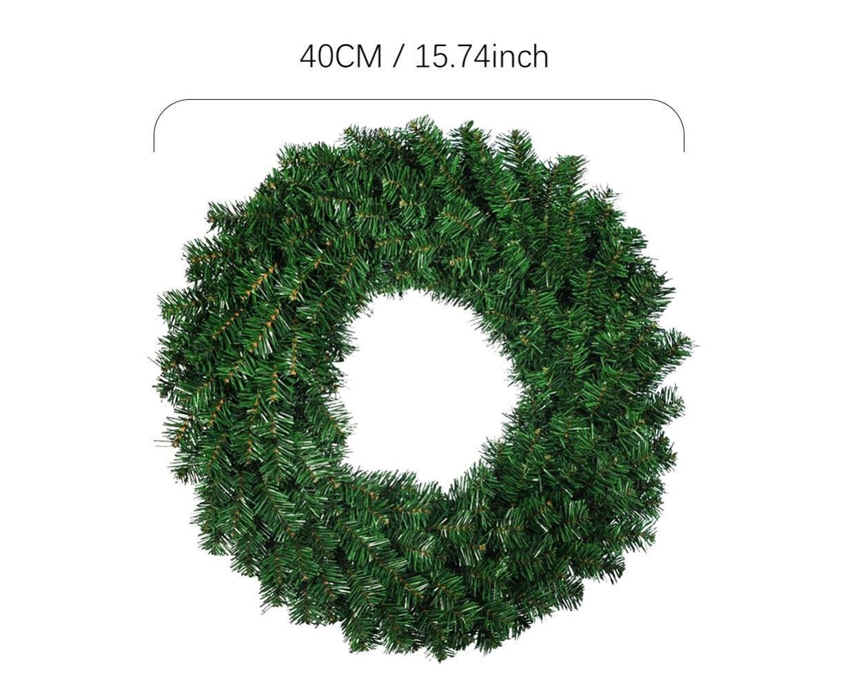 Christmas Wreaths for Front Door Outside, Wreaths for Christmas Decorations,12" Artificial Pine Christmas Wreath for Christmas Day Party - Green - 40cm — image 2