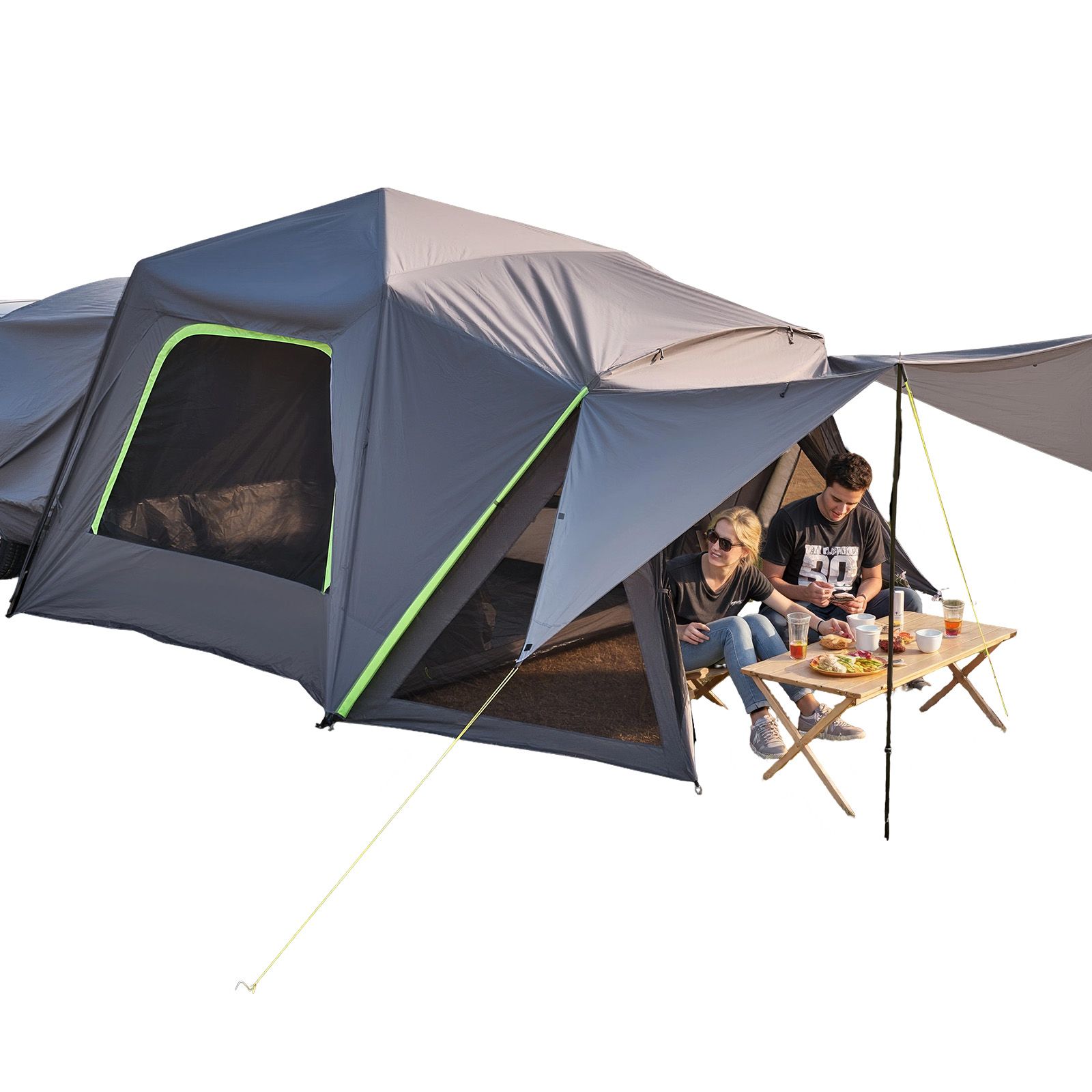 SUV Tent for Camping, 10FT L x 10FT W, Waterproof PU2000mm Spacious Double Layer Design for 5-8 Person, SUV Camping Tent with Shade Awning and Mesh Windows