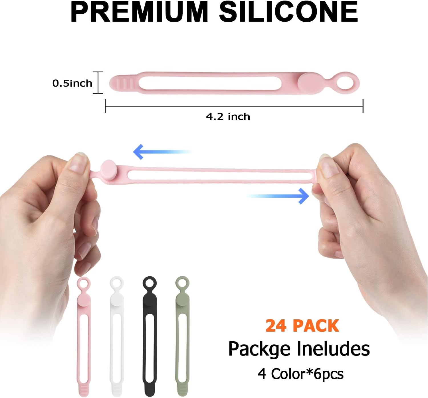 Silicone Cable Straps Wire Organizer for Earphone, Phone Charger, Mouse, Audio, Computer, Reusable Cable Ties Cord Organizer in Home, Office, Kitchen — image 2