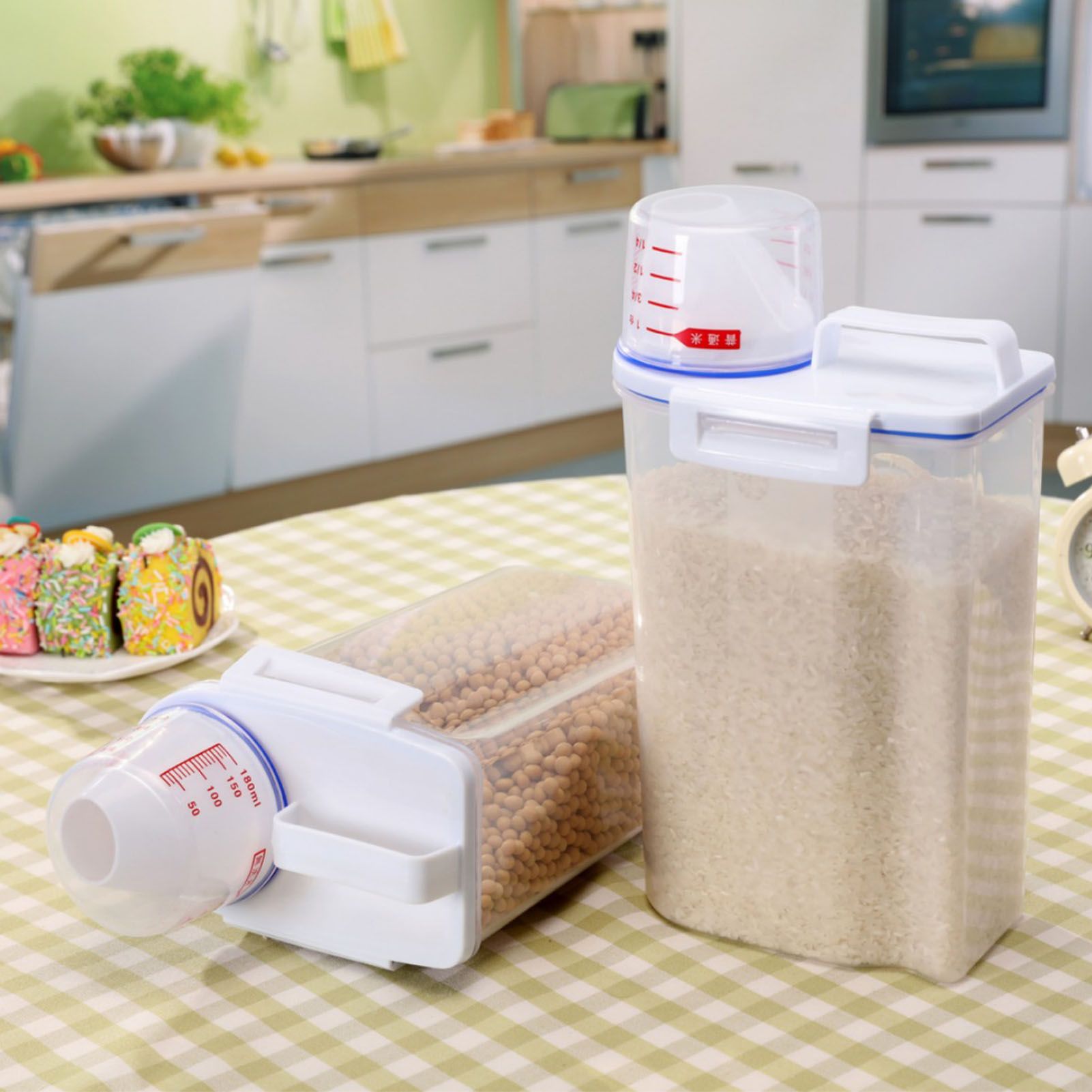 Rice Container Portable Compact 2kg Capacity Box Design Food Grade PP Plastic Airtight Food Storage Container Transparent Color โ image 6