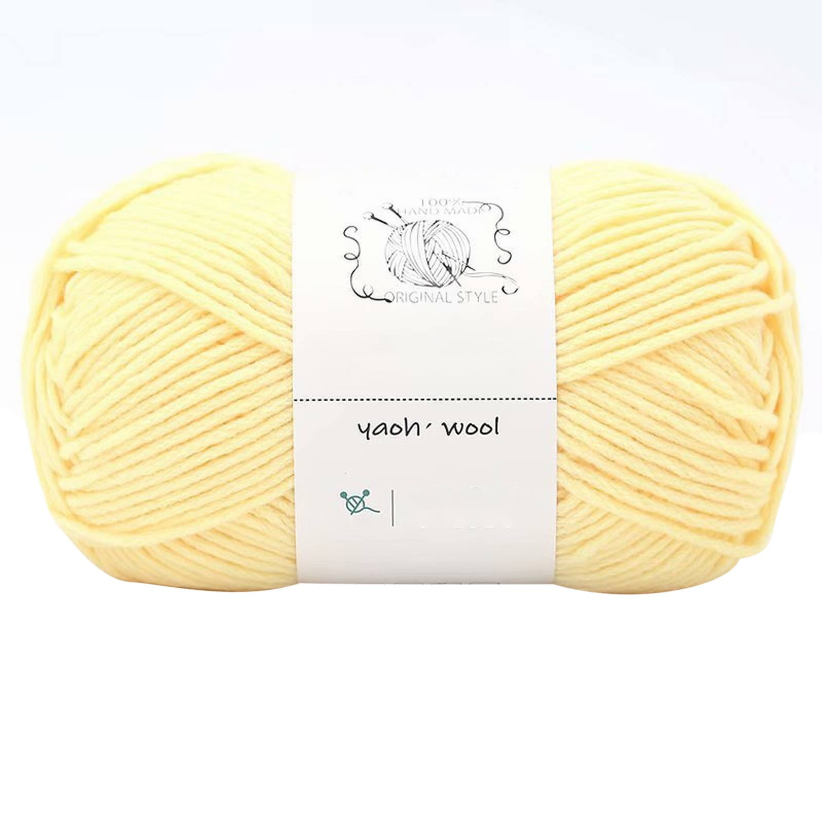 Hand-Knitted Yarn #2 Pure White, 1Pc100G Hand Woven Cotton Yarn Soft Crochet Yarn for Hand Knitting Warm Sweater Sofa Cushion Scarf Diy Light yellow