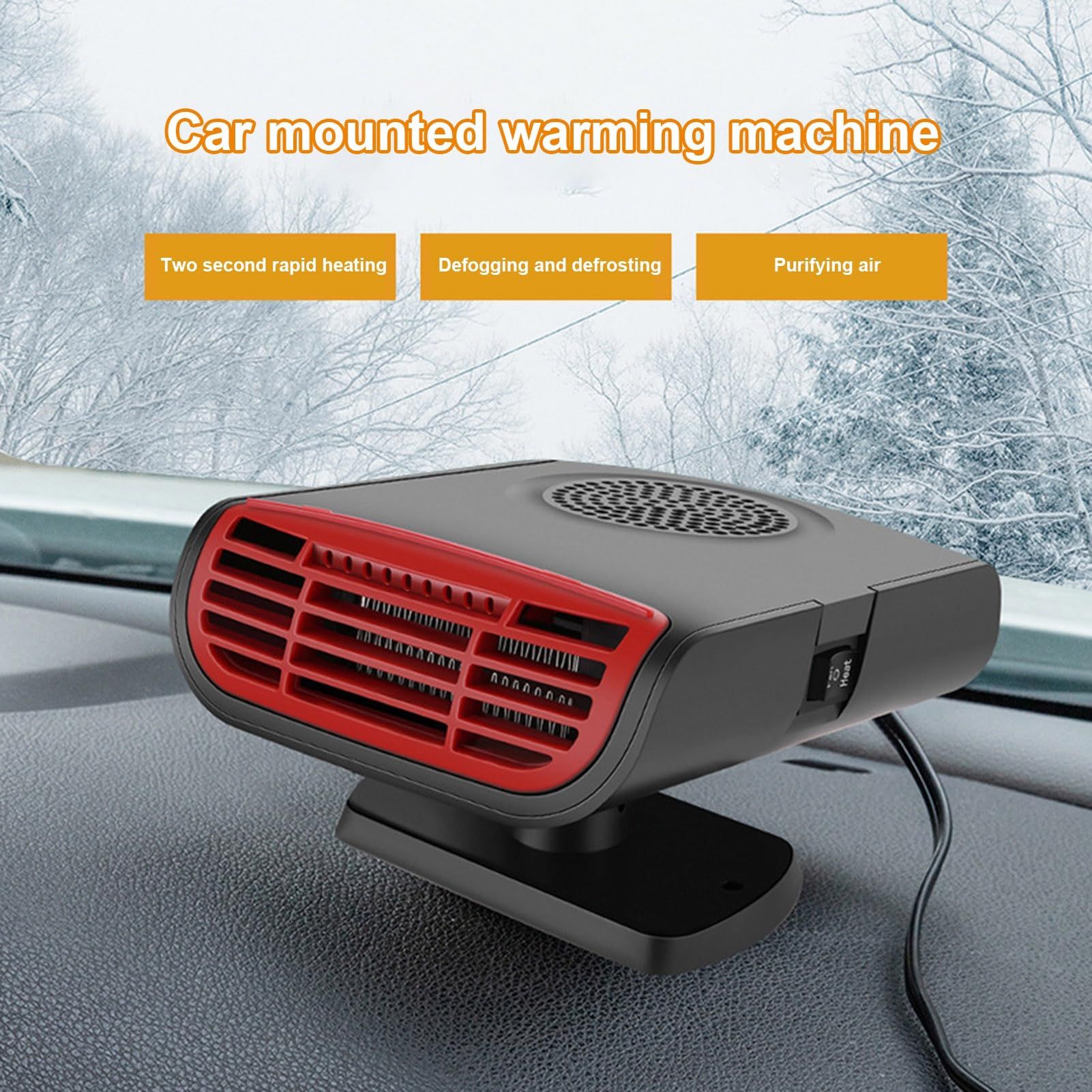 Car Heater Portable Defroster Auto-Lighting Powered 360° Rotary Base Quick Heating Space Heater Cooler Auto Windshield — image 5