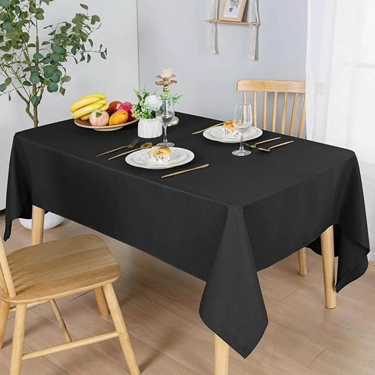 10pcs PEVA Rectangle Tablecloths Solid Colour Waterproof Party Table Covers - Black β image 5