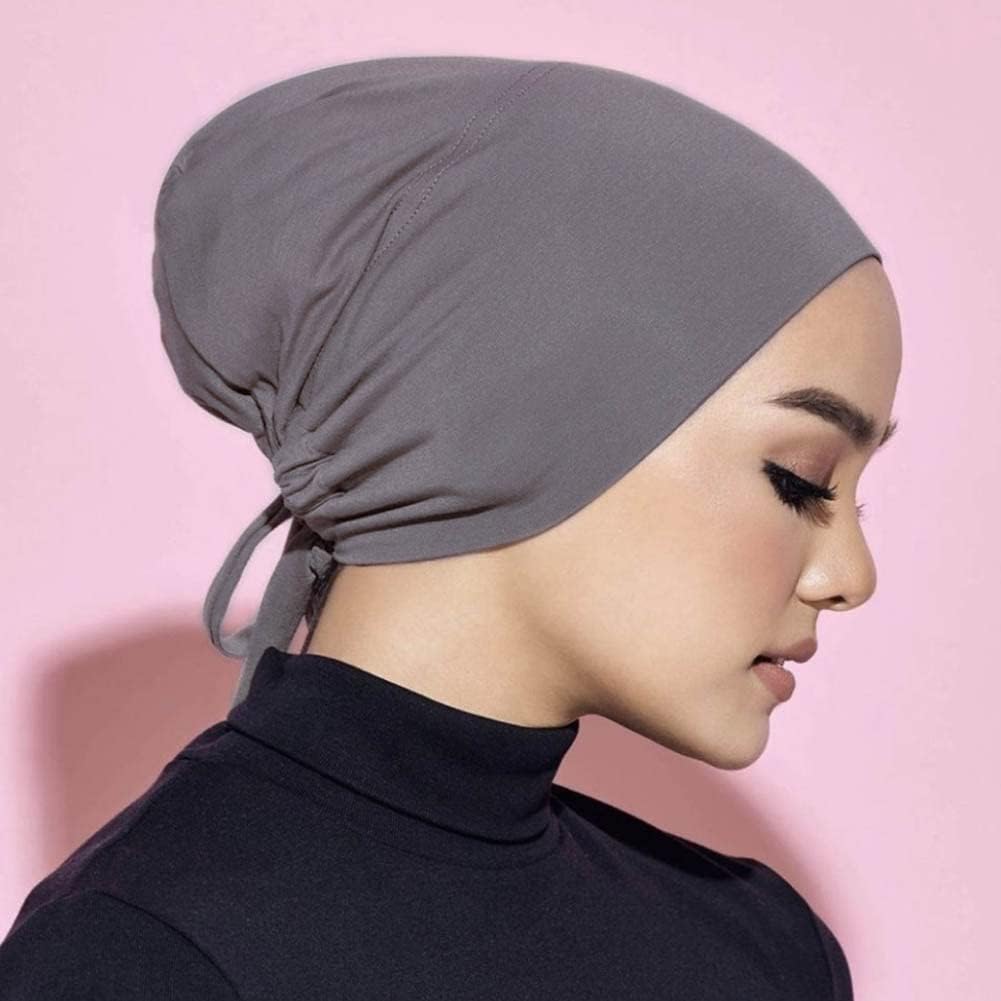 4 Pcs Women Hijab Undercap Muslim Inner Beanies Cap with Tie Back Closure Adjustable Underscarf Hat Chemo Turban Cap — image 4