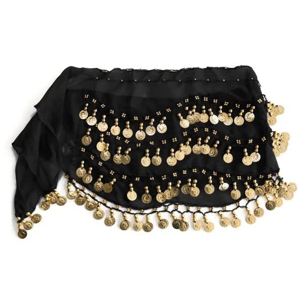 Belly Dance Hip Scarf Costume 128 Gold Coin Belt Mardi Gras Carnival Dance Performance Belt — image 3