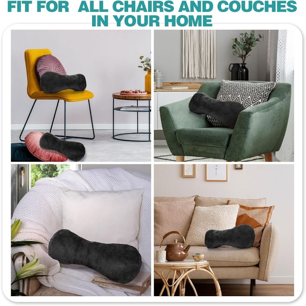 Couch Neck Pillow with Adjustable Strap, Bone-Shaped Plush Pillow for Relief, Headrest Pillow for Recliners And Sofas Black — image 5