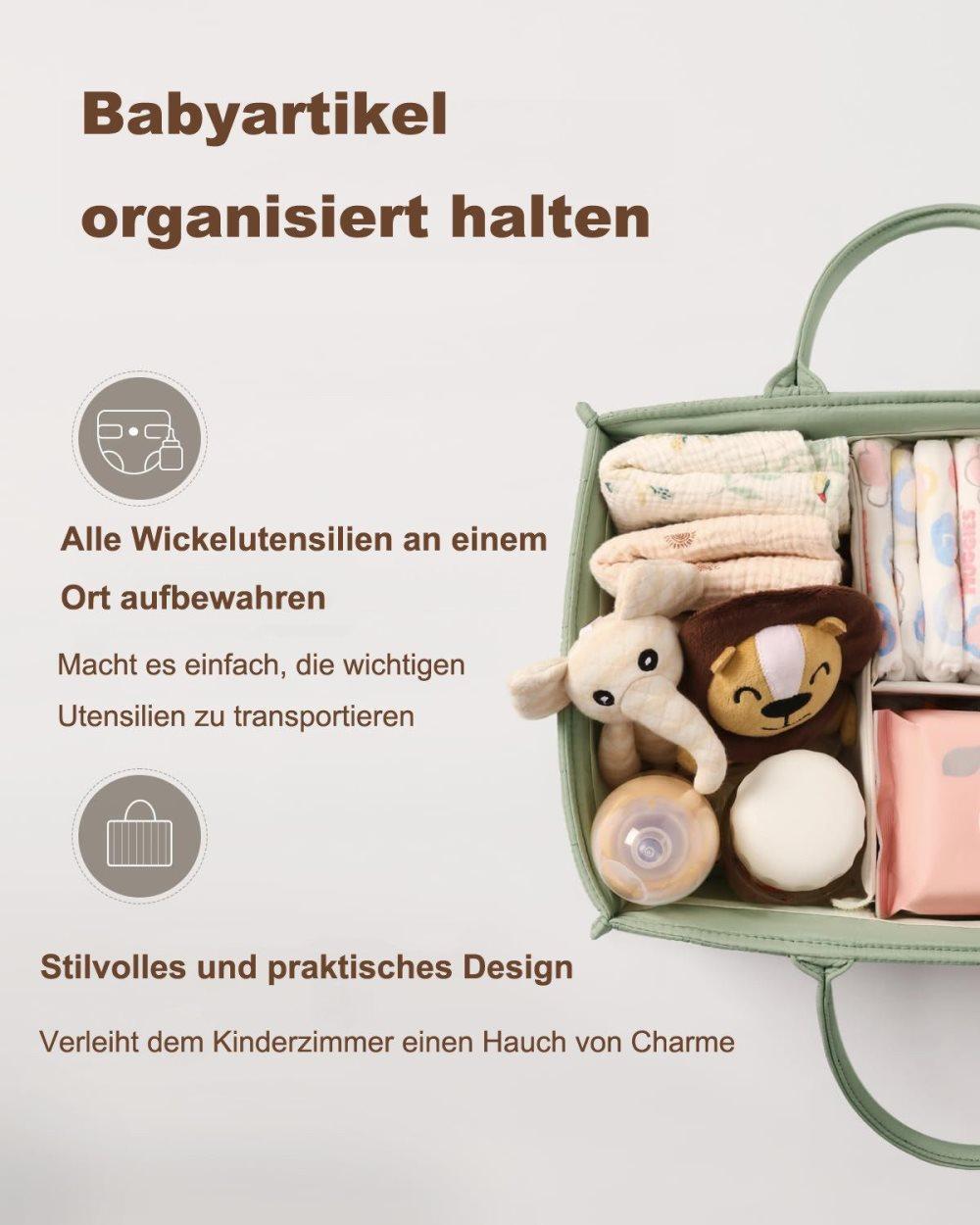 Breathable Water Resistant Baby Diaper Storage Basket Large Capacity Multifunctional for Home and Travel, Green — image 3