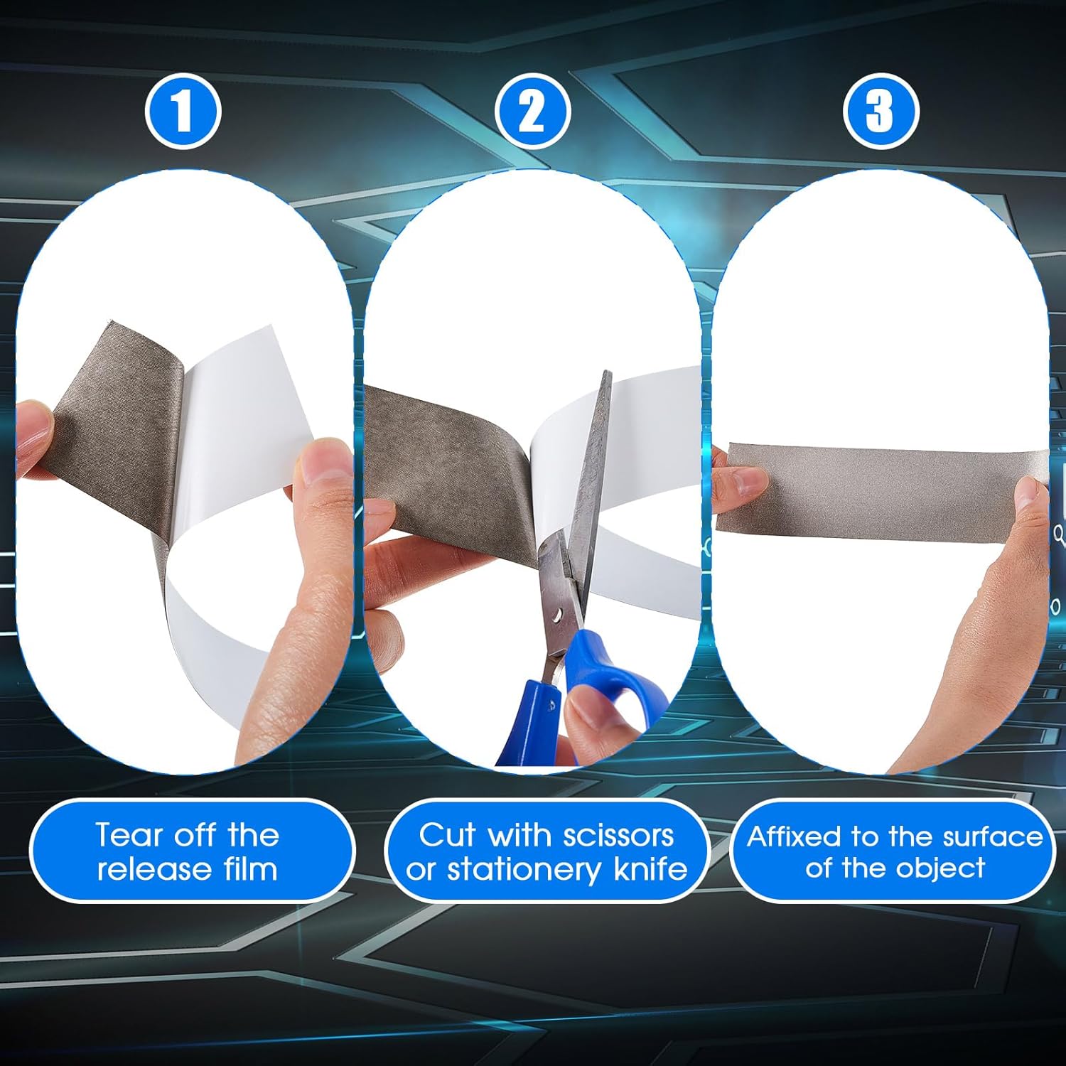 3 Roll Double Conductive Fabric Tape Cloth Adhesive Roll(1in x 100ft, 1.5in 2in 100ft) 1in 100ft โ image 6