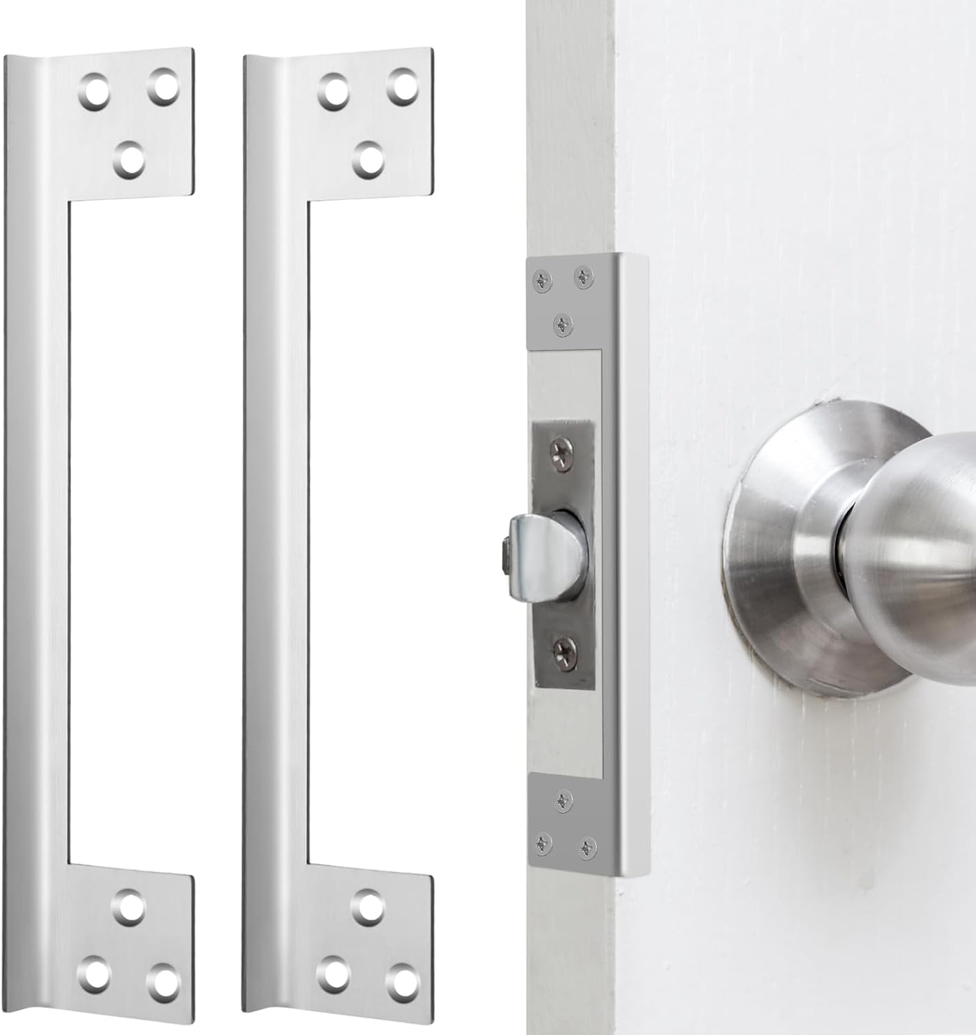 2 Pcs Door Latch Guard Plate 7 Inch Outswing Angle Latch Protector Shield L Shaped Security Reinforcement Striker Plates to Block Access to Door Lock Deadbolt
