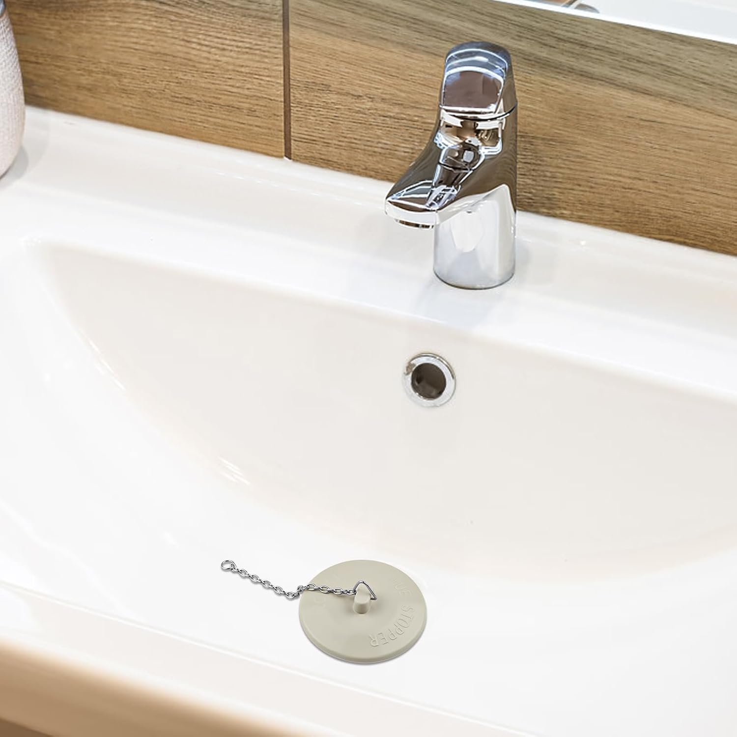 2 Packs Rubber Bathtub Stoppers - Bath Tub Stopper Drain Plug with 15" Stainless Steel Beaded Chain - Bathroom Bathtub Plug Fit for 1.5" to 2" Kitchen Sink β image 4