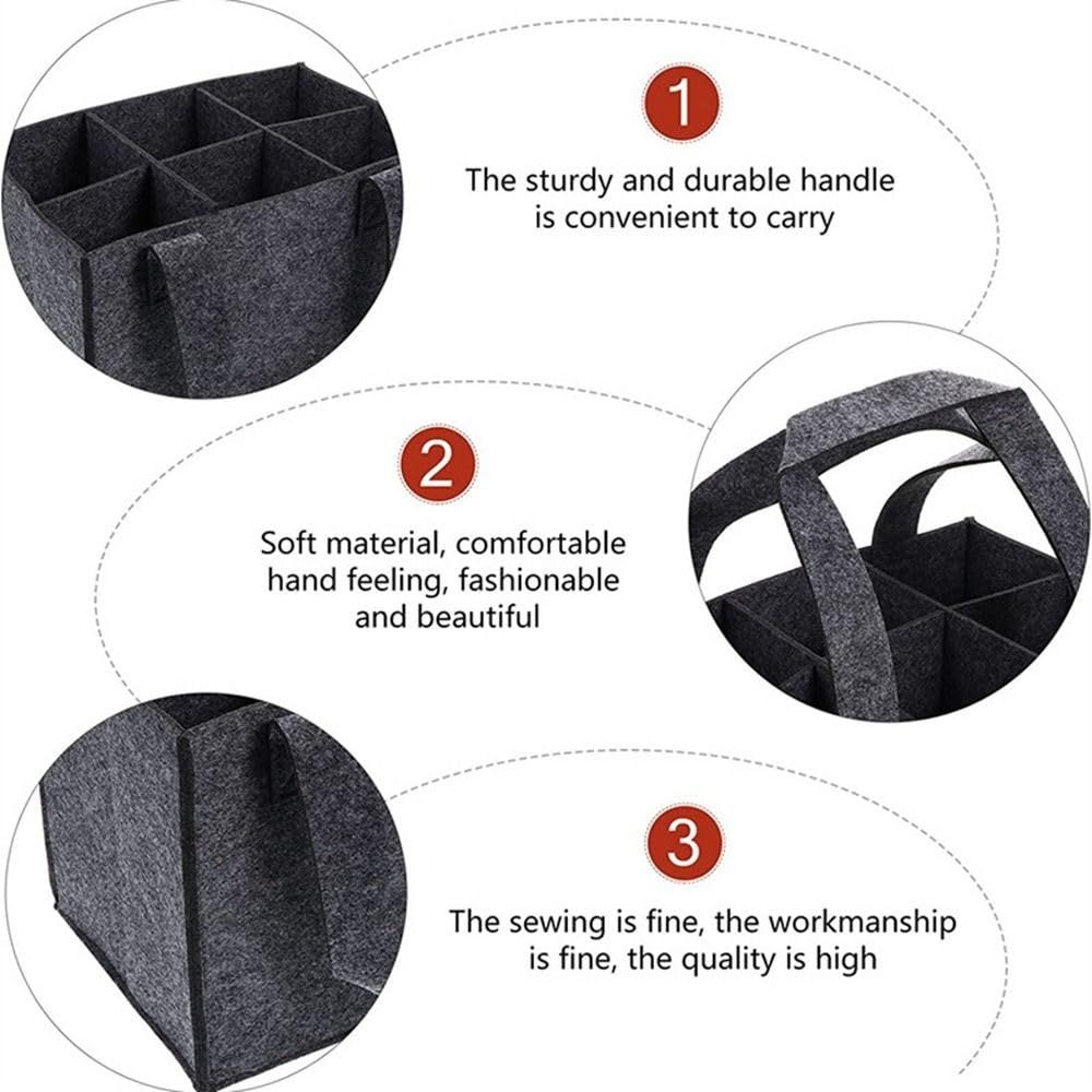 Wine Bottle Wine Carrier Tote, Cube Box Portable Fashion Wine Bottle Carrier Foldable 6 Bottles Home Protective Grey Wine Storage Bag โ image 4