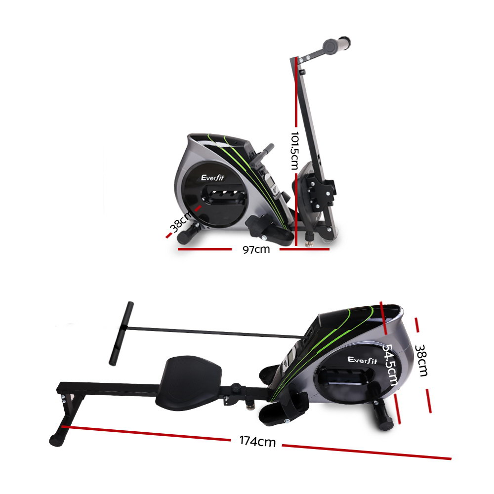 Everfit Rowing Machine Rower Elastic Rope Resistance Fitness Home Cardio Silver โ image 2