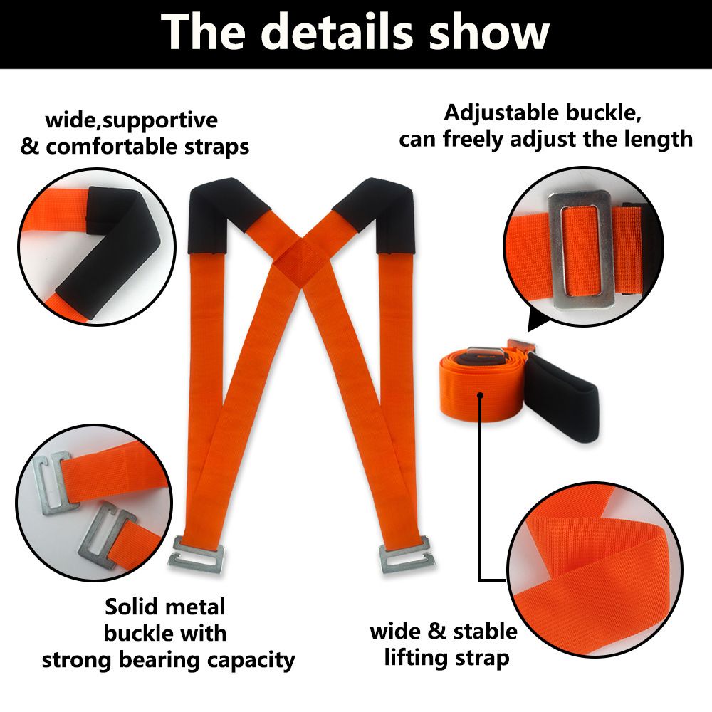 Moving Straps 2-Person Lifting Straps for Moving Furniture, Appliances, Mattresses or Any Item up to 800 lbs Orange โ image 2
