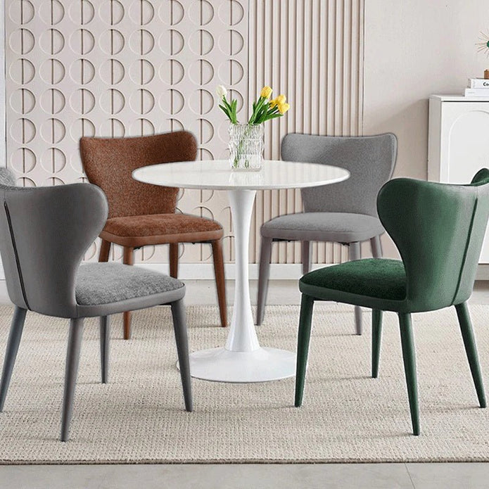 VELLUTO Modern Kitchen Dining Room Chairs Faux Leather Flannel Accent Chairs Metal Vanity Lounge Chair with Back for Living Room Set of 2 (Green) โ image 2