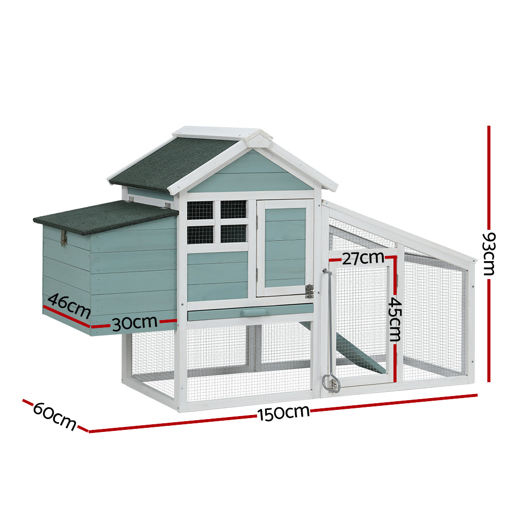 i.Pet Chicken Coop Rabbit Hutch 150cm x 60cm x 93cm Large Chicken Coop House Run Cage Wooden โ image 2