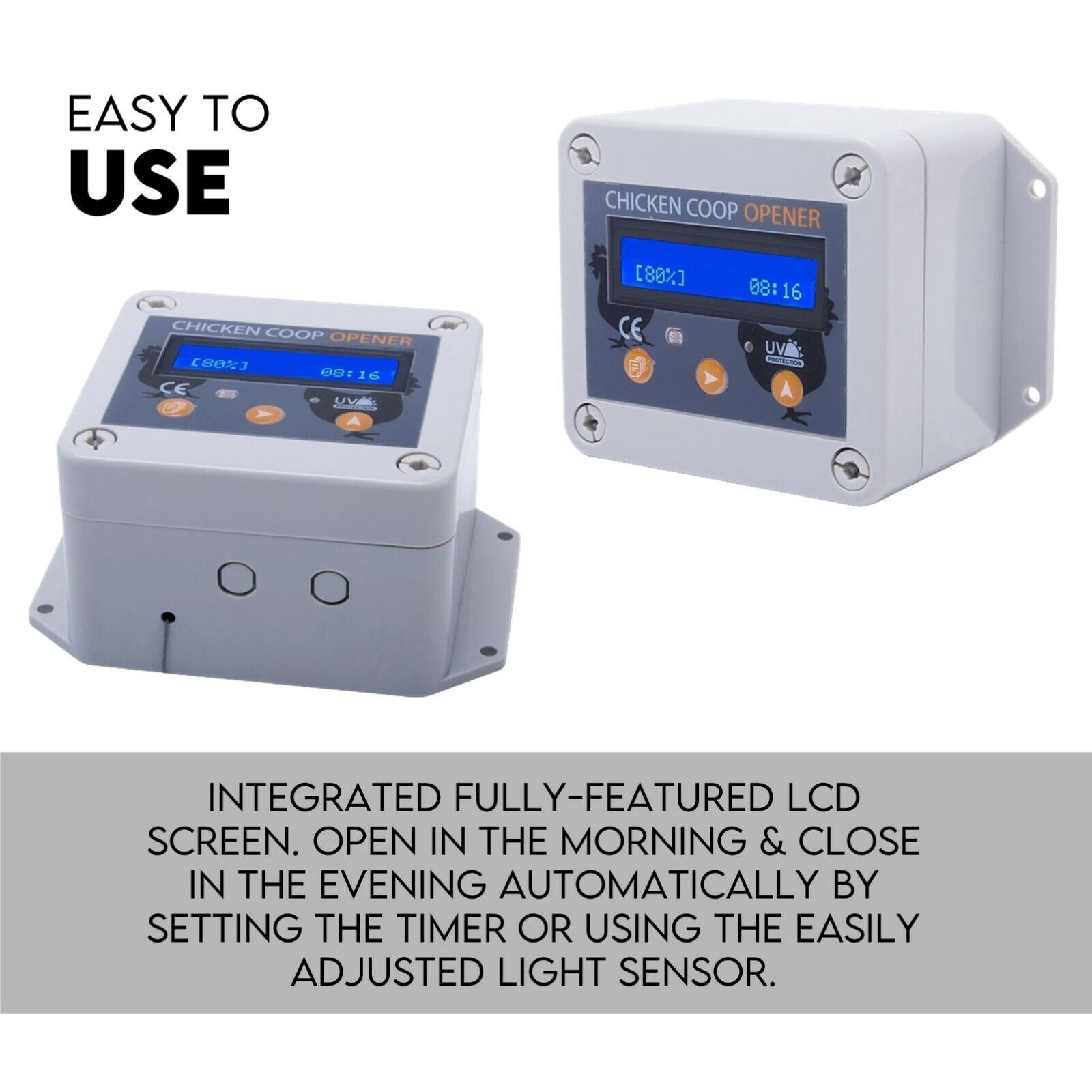 Chicken Coop Door with Digital LCD Screen to manage Timer and Sensor — image 2