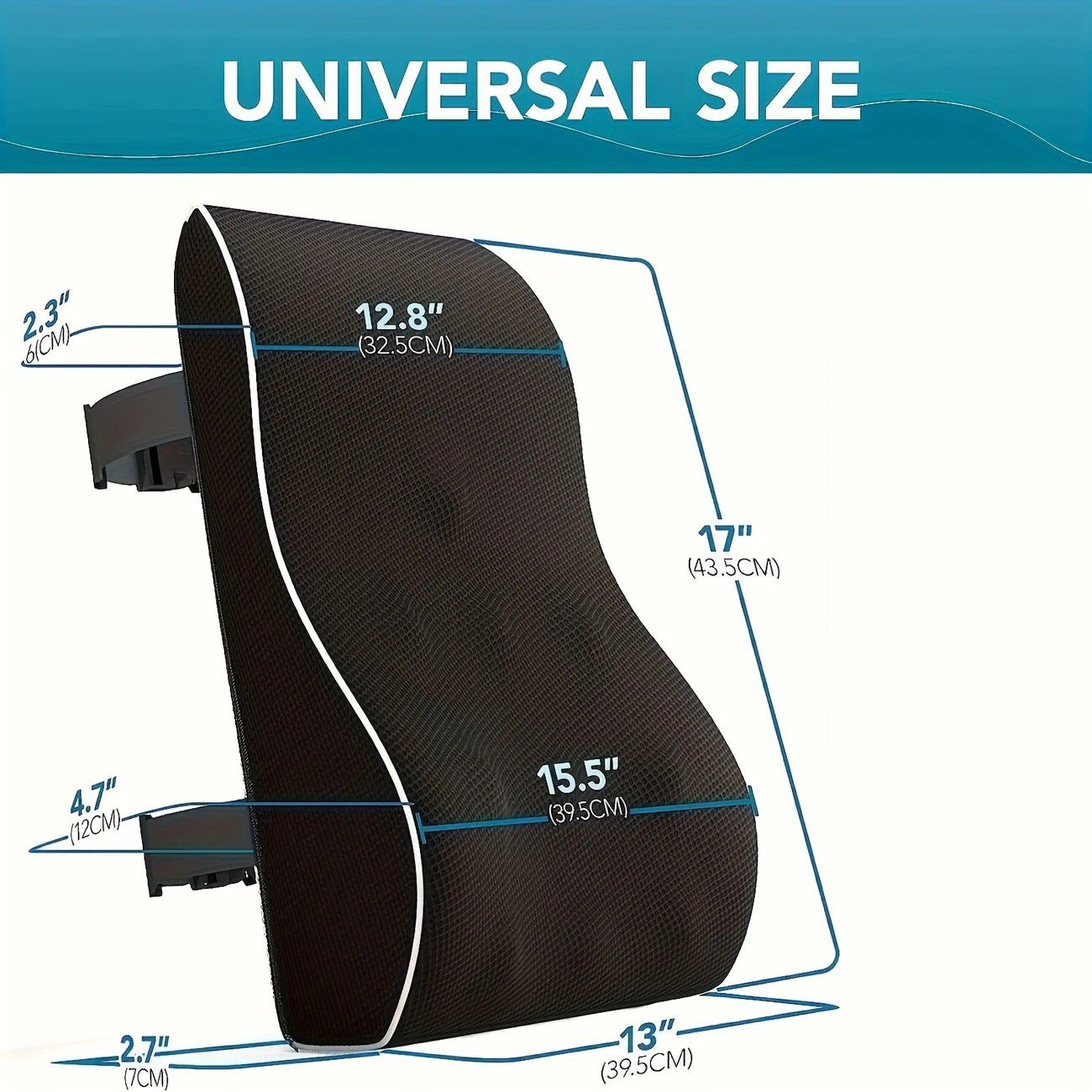 1 Lumbar Support Pillow for Lower Back and Posture - Memory Foam Cushion with Adjustable Strap, Breathable Mesh Cover and Dual Straps (Office Chair, Car — image 3