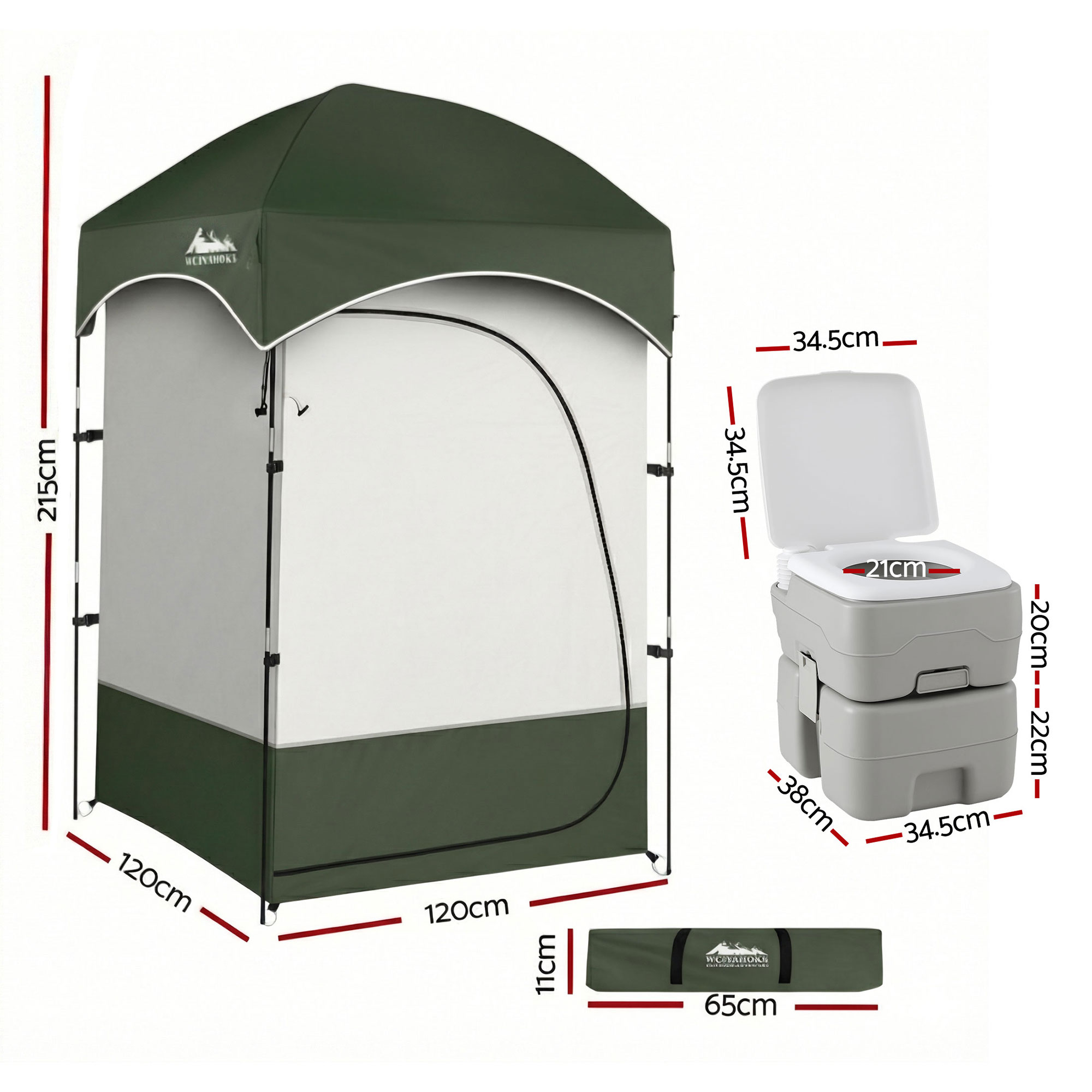 Weisshorn 20L Portable Camping Toilet Shower Tent Changing Room Outdoor Loo Set โ image 2