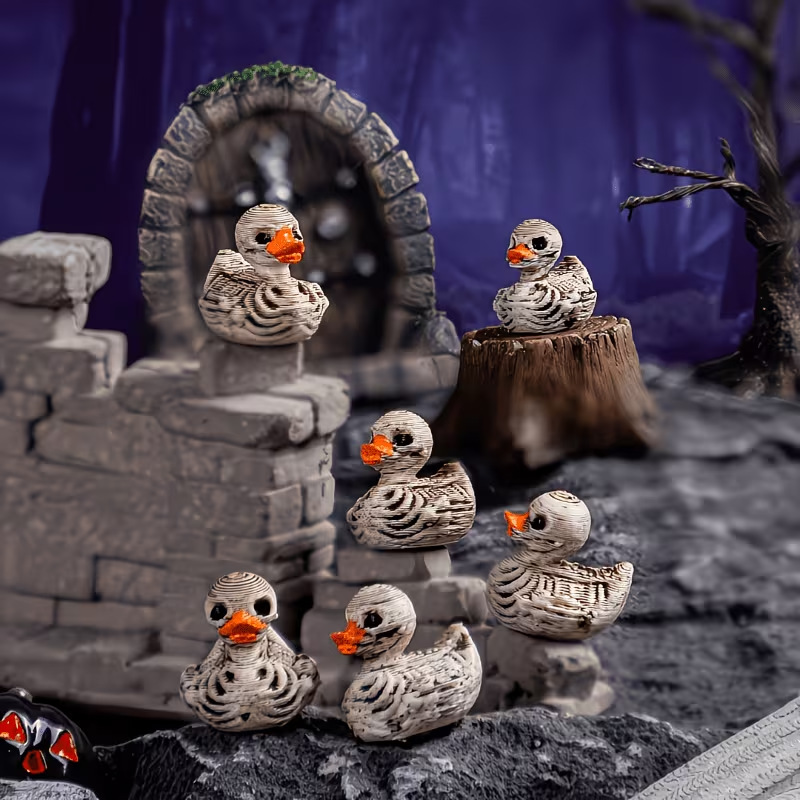 Halloween Skull Duck Resin Ornaments, Halloween Party Desktop Miniatures Decoration Gift — image 2