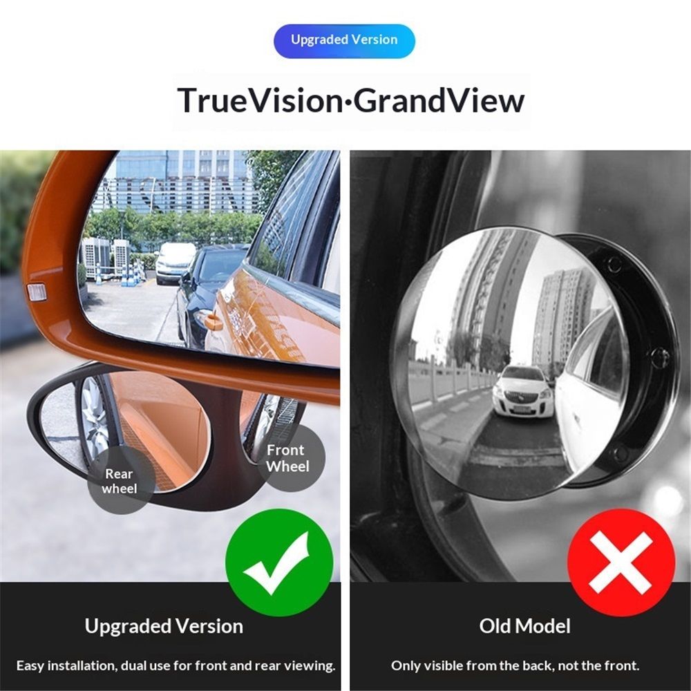 2 pack Blind Spot Car Mirror - Glasses Convex Wide Angle Rear View 360 Degrees Rotatable Blindspot Side Eliminator Auxiliary Mirror for Cars SUV and Trucks โ image 4