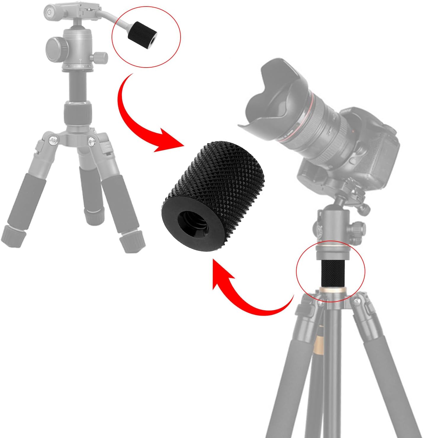 4 Pcs Double Female Thread Tripod Cylinder Adapter Screw 1/4 to 1/4 with Center 1/4-20 Thread Photography Equipment Camera Tripod Nut Accessories Suitable for โ image 3