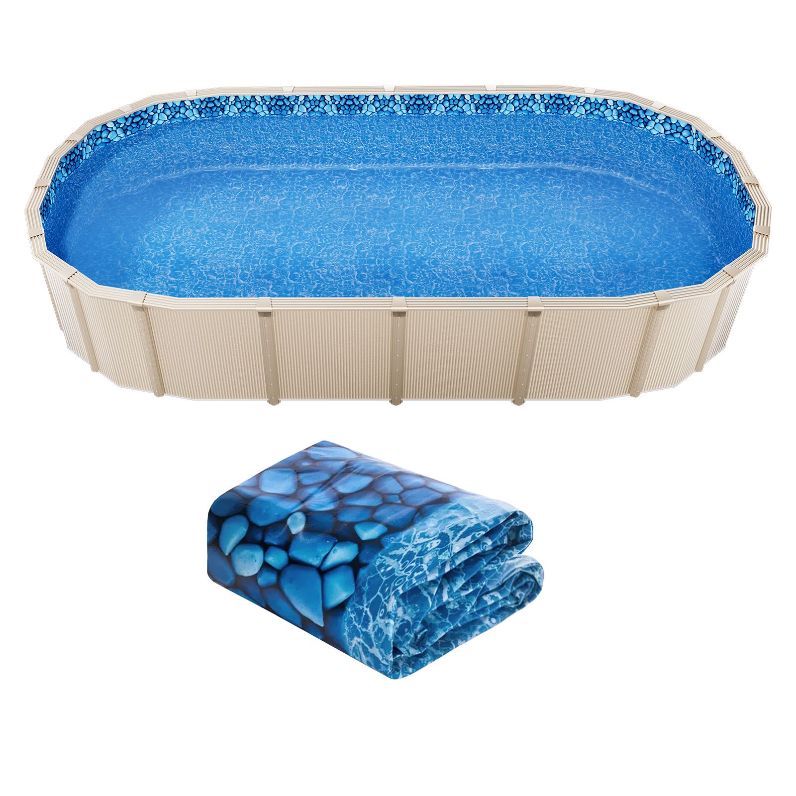 Oval Pool Liner 15x30ft Unibead Style Pool Liner 52in Wall Height