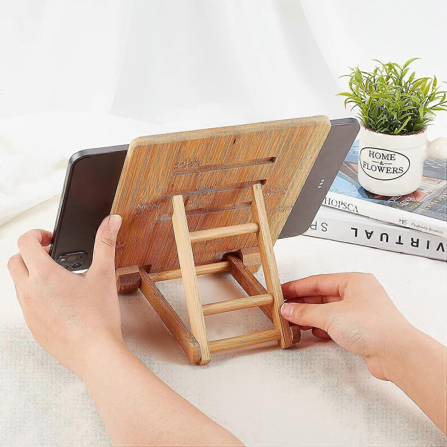Bamboo Adjustable Foldable Tablet & Book Stand โ image 3