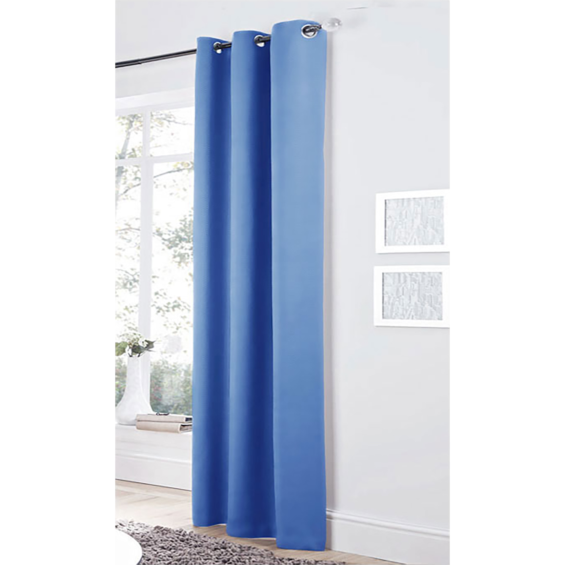 Bloomington One Panel of Easy Care Eyelet Curtains Blue 120 × 221 cm